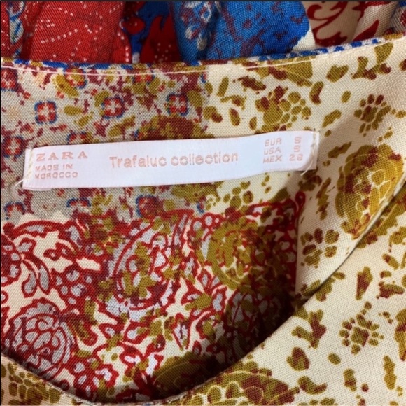 Zara Patchwork Bell Sleeve Boho Top Peasant Blouse - Picture 7 of 9